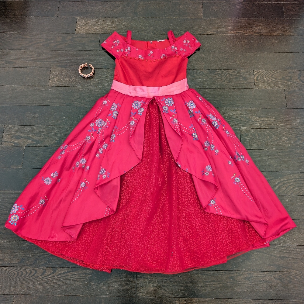 sz:5/6 Elena of Avalor girls Disney Princess dress/costume & bangle/bracelet
